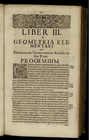 Liber III. De Geometria Elementari.