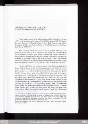 The Young Turks And The Jews: A Historiographical Revision