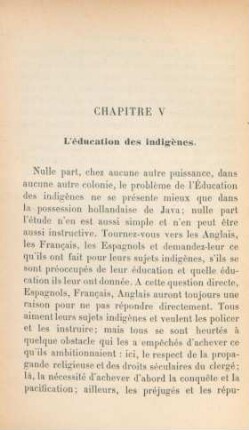 Chapitre V. L'éducation des indigènes