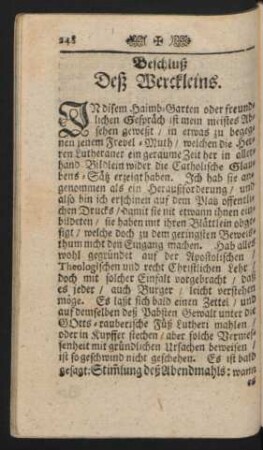 Beschluß. Deß Werckleins