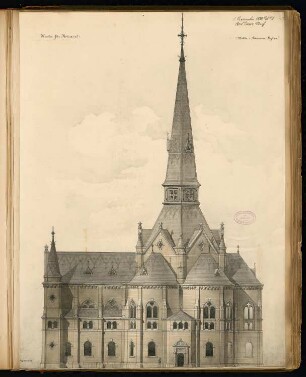 Evangelische Kirche, Neuwied Monatskonkurrenz September 1880: Aufriss Südostansicht