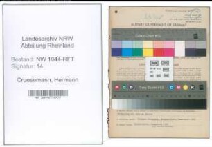 Entnazifizierung Hermann Cruesemann , geb. 06.08.1891 (Lebensmittelhaendler)