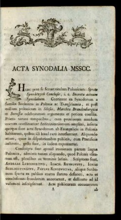 Acta Synodalia Msscc.