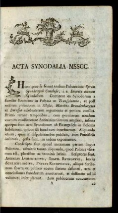 Acta Synodalia Msscc.