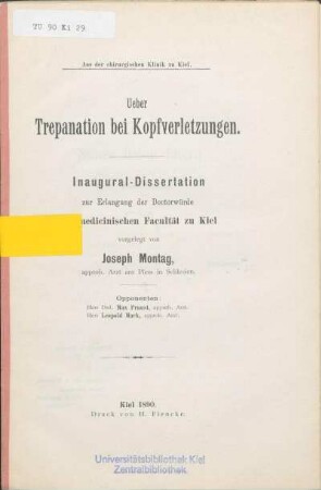 Ueber Trepanation bei Kopfverletzungen