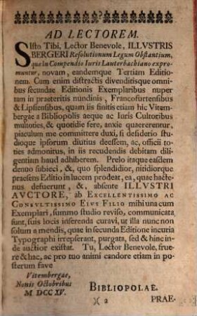 Resolutiones Legum Obstantium, quae in Compendio Juris Lauterbachiano expromuntur