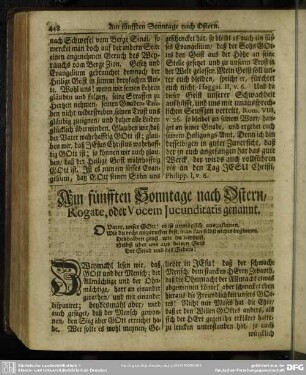 Am fünfften Sonntage nach Ostern, Rogate, oder Vocem Jucunditatis genannt