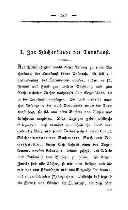 I. Zur Bücherkunde der Turnkunst