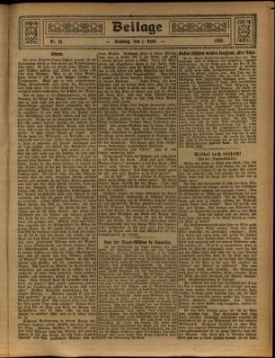 Zweite Ausgabe vom Sonntag, den 01. April 1923.