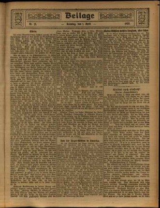 Zweite Ausgabe vom Sonntag, den 01. April 1923.