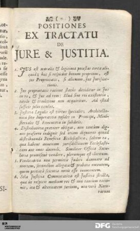 Positiones Ex Tractatu De Jure & Justitia.