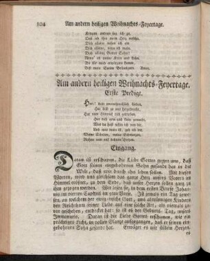 Am andern heiligen Weihnachts-Feyertage. Erste Predigt