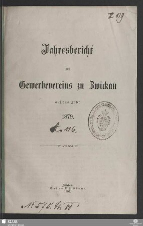 1878/79(1880): Jahresbericht des Gewerbevereins zu Zwickau