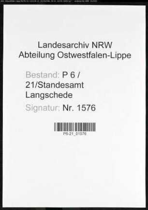 Sterberegister Standesamt Langschede