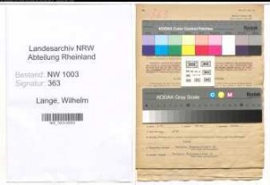 Entnazifizierung Wilhelm Lange , geb. 02.10.1895 (Baecker)