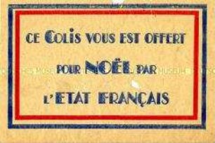 Beiblatt zu Weihnachtspaketen aus Vichy-Frankreich an französische Soldaten
