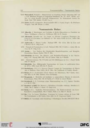 Numismatische Bücher (Nr. 2155-2329)