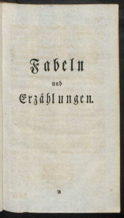 Fabeln und Erzählungen.