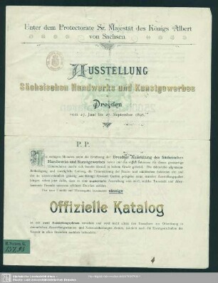 Ausstellung des Sächsischen Handwerks und Kunstgewerbes in Dresden : vom 27. Juni - 27. September 1896