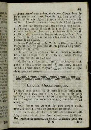 Calculs Oeconomique.