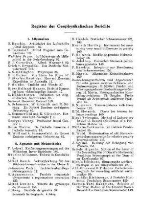 Register der Geophysikalischen Berichte