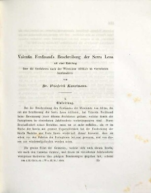 Valentin Ferdinand's Beschreibung der Serra Leoa : mit einer Einleitung über die Seefahrten nach der Westküste Afrika's im vierzehnten Jahrhunderte
