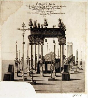 Aufstellung des Sarges der Kurfürstin Magdalene (Sibylle, von Brandenburg), Kurfürstin (Johann Georg II.) von Sachsen, 1612-1687