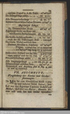 VII. Abschnitt. Vergleichung der Karten und Ortsbestimmungen