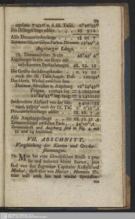 VII. Abschnitt. Vergleichung der Karten und Ortsbestimmungen