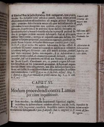 Caput VI. monstrans Modum procedendi contra Lamias per viam inquisitionis