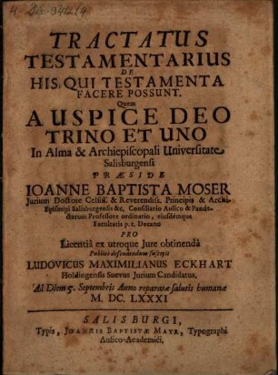 Tractatus testamentarius de his, qui testamenta facere possunt