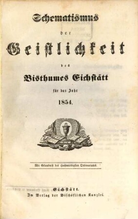 Schematismus der Diözese Eichstätt. 1854, 1854