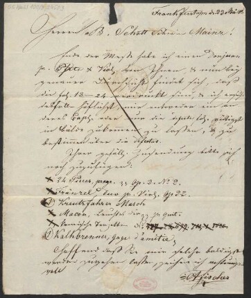 Brief an B. Schott's Söhne : 23.05.1828