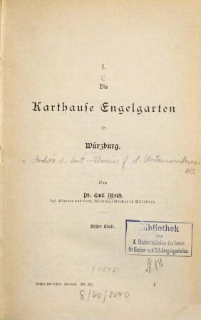 Die Karthause Engelgarten in Würzburg
