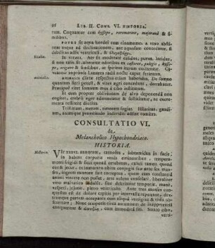 Consultatio VI. de Melancholico Hypochondriaco