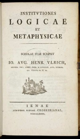 Institvtiones Logicae Et Metaphysicae