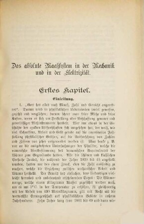 Das absolute Maaßsystem in der Mechanik und in der Elektrizität