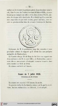 Séance du Comité du 7 juillet 1856