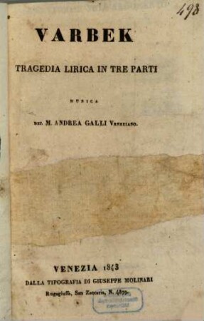Varbek : tragedia lirica in tre parti