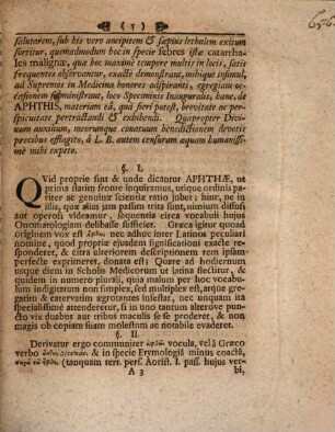 Disp. inaug. med. de aphthis