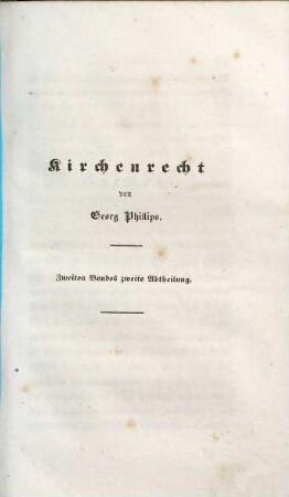 Kirchenrecht, Zweiten Bandes zweite Abtheilung