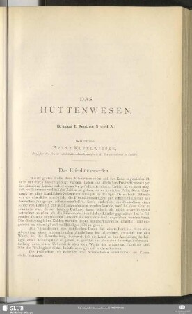 Das Eisenhüttenwesen