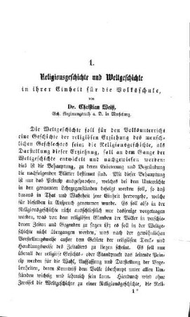 Religionsgeschichte und Weltgeschichte in ihrer Einheit für die Volksschule
