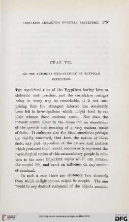 Chap VII: On the theories explanatory of Egyptian sepulture