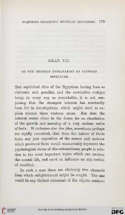 Chap VII: On the theories explanatory of Egyptian sepulture