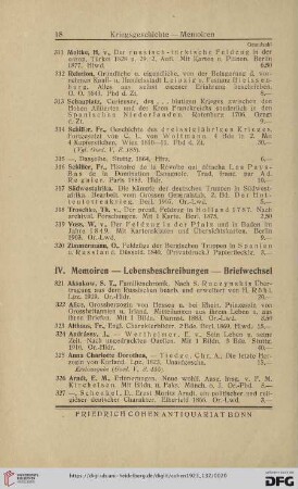 IV. Memoiren - Lebensbeschreibungen - Briefwechsel (Nr. 321 - 586)