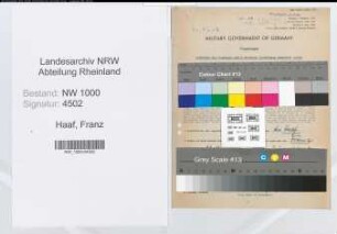 Entnazifizierung Franz Ten Haaf, geb. 22.05.1910 (Angest.)