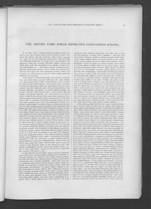 VIII. Notitia urbis romae imperante constantino scripta.