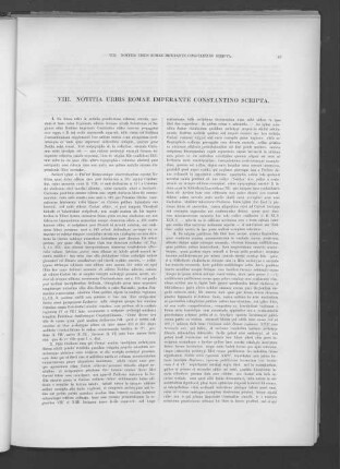 VIII. Notitia urbis romae imperante constantino scripta.