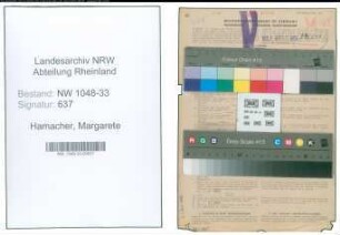 Entnazifizierung Margarete Hamacher , geb. 17.01.1889 (Lehrerin)